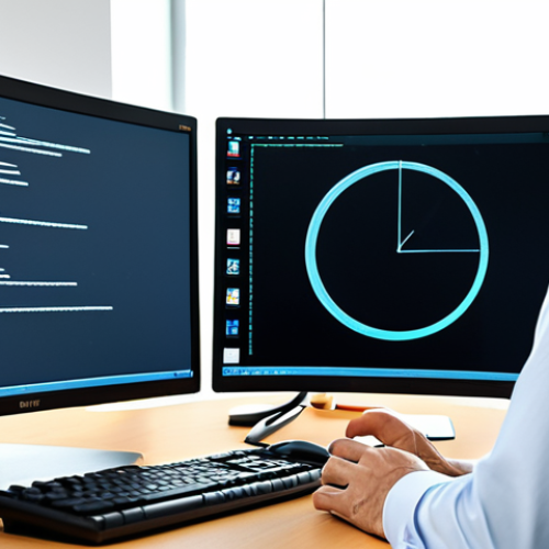 A professional man in a modest business shirt and tie, observing a large, curved computer monitor. He has a slight, thoughtful furrow in his brow. The screen displays an obscure document icon with abstract, unreadable characters, symbolizing a data incompatibility challenge. His hands are resting naturally on the keyboard on a sleek, minimalist desk in a bright, contemporary office, bathed in natural light. Professional photography, high-resolution, detailed, perfect anatomy, correct proportions, natural pose, well-formed hands, proper finger count, natural body proportions, safe for work, appropriate content, fully clothed, professional.