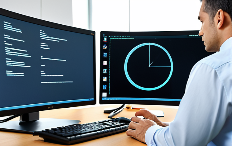 A professional man in a modest business shirt and tie, observing a large, curved computer monitor. He has a slight, thoughtful furrow in his brow. The screen displays an obscure document icon with abstract, unreadable characters, symbolizing a data incompatibility challenge. His hands are resting naturally on the keyboard on a sleek, minimalist desk in a bright, contemporary office, bathed in natural light. Professional photography, high-resolution, detailed, perfect anatomy, correct proportions, natural pose, well-formed hands, proper finger count, natural body proportions, safe for work, appropriate content, fully clothed, professional.